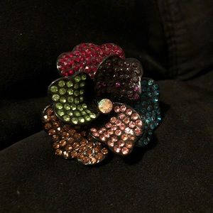 Black Rainbow Flower Ring